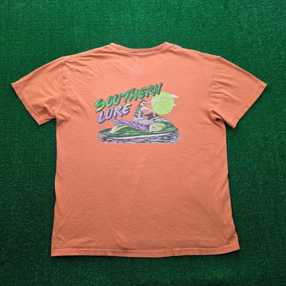 Southern Lure Jet Ski Pocket Graphic Tshirt Mens Large Orange Kenny Powers